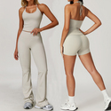 seamless High Waisted Yoga Leggings And Vest Top Set