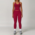 seamless High Waisted Yoga Leggings And Vest Top Set
