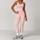 seamless High Waisted Yoga Leggings And Vest Top Set