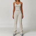 seamless High Waisted Yoga Leggings And Vest Top Set