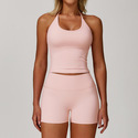 seamless High Waisted Yoga Leggings And Vest Top Set
