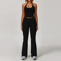 seamless High Waisted Yoga Leggings And Vest Top Set