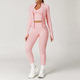 seamless Yoga Set With Sports Bra And Long Sleeve Leggings