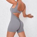 seamless Yoga Jumpsuit Backless Running Workout Gym Shorts For Women
