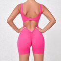 seamless Yoga Jumpsuit Backless Running Workout Gym Shorts For Women