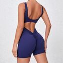 seamless Yoga Jumpsuit Backless Running Workout Gym Shorts For Women