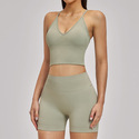 seamless Yoga Set With High Waist Cycling Shorts