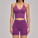 seamless Yoga Set With High Waist Cycling Shorts