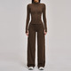women's Yoga Set Long Sleeve Top High Waist Bell Bottom Trousers