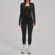 3-Piece Yoga Set Long Sleeve High Waist Tights Tracksuit