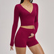 2-Piece Yoga Set für Damen langärmelige Cycling Shorts Workout Suit