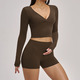 2-Piece Yoga Set für Damen langärmelige Cycling Shorts Workout Suit