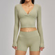 2-Piece Yoga Set für Damen langärmelige Cycling Shorts Workout Suit