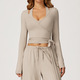 women's Strappy Long Sleeve Yoga Shirt Activewear Jacket