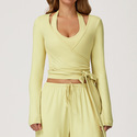 women's Strappy Long Sleeve Yoga Shirt Activewear Jacket