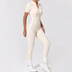 Half Zip Jumpsuit Damen Sport Overalls Langarm Rückenfreies Laufen Fitness Gym Yoga Set