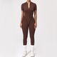 Half Zip Jumpsuit Damen Sport Overalls Langarm Rückenfreies Laufen Fitness Gym Yoga Set