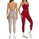 Einteiliger Yoga Jumpsuit Rückenfreies Sportbekleidung Ärmelloses Workout Bodysuit