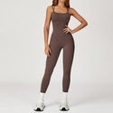 Einteiliger Yoga Jumpsuit Rückenfreies Sportbekleidung Ärmelloses Workout Bodysuit