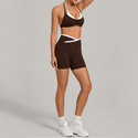 women’S Halter High Waist Sports Bra Set – Peach Yoga Vest Training Fitness