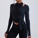 Damen Yoga Langarm Gym Shirt Sport Top Fitness Wear