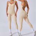 cross Strap Backless Jumpsuit Gym Set Women Short Sleeve Fitness Overalls