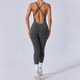 Cross Strap Backless Jumpsuit Gym Set Damen Kurzarm Fitness Overalls