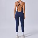 cross Strap Backless Jumpsuit Gym Set Women Short Sleeve Fitness Overalls