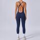 Cross Strap Backless Jumpsuit Gym Set Damen Kurzarm Fitness Overalls
