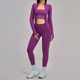 Nahtloses Yoga Set 3 Piece Langarm Fitness Outfit