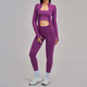 Nahtloses Yoga Set 3 Piece Langarm Fitness Outfit