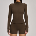 long Sleeve Yoga Workout Top With Zipper – Quick Dry Sports Jacket