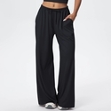 side Pocket Wide Leg Pants - Loose Casual Drawstring Fitness Yoga Pants