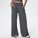 side Pocket Wide Leg Pants - Loose Casual Drawstring Fitness Yoga Pants