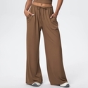 side Pocket Wide Leg Pants - Loose Casual Drawstring Fitness Yoga Pants