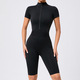 waist Cinching Zipper Jumpsuit With Short Sleeves