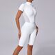 waist Cinching Zipper Jumpsuit With Short Sleeves