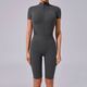waist Cinching Zipper Jumpsuit With Short Sleeves