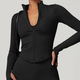 Reißverschluss Sport Top Langarm nahtlose Fitness Jacke