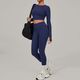 Damen Yoga Trainingsanzug Set - atmungsaktives Gym Laufen Workout Langarm Sport Shirt & Leggings