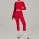 Damen Yoga Trainingsanzug Set - atmungsaktives Gym Laufen Workout Langarm Sport Shirt & Leggings