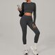 Damen Yoga Trainingsanzug Set - atmungsaktives Gym Laufen Workout Langarm Sport Shirt & Leggings