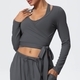 Langarm Yoga Top mit Strap - Damen Lauf Training Fitness Wear