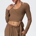 Langarm Yoga Top mit Strap - Damen Lauf Training Fitness Wear