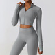 Damen Zip-Up Stehkragen Laufjacke Langarm schnelltrocknendes Yoga Top