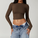 women's Long Sleeve Yoga T-Shirt Solid Sports Top Running Shirt Quick Dry Fitness Gym Workout