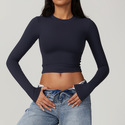 women's Long Sleeve Yoga T-Shirt Solid Sports Top Running Shirt Quick Dry Fitness Gym Workout