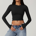 women's Long Sleeve Yoga T-Shirt Solid Sports Top Running Shirt Quick Dry Fitness Gym Workout