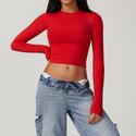 women's Long Sleeve Yoga T-Shirt Solid Sports Top Running Shirt Quick Dry Fitness Gym Workout