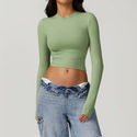 women's Long Sleeve Yoga T-Shirt Solid Sports Top Running Shirt Quick Dry Fitness Gym Workout